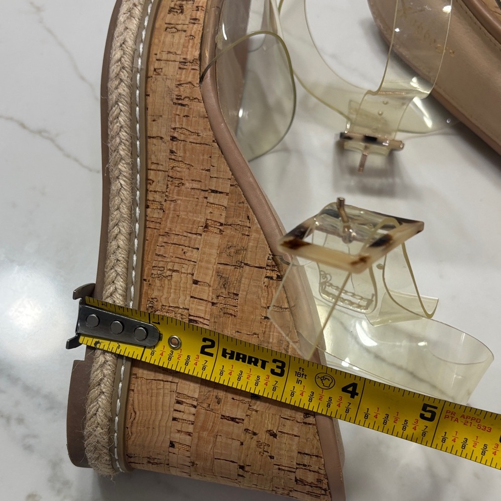 Xappeal Nude Cork Wedge Sandals with Clear Straps - Picture 10 of 15